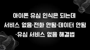 아이폰 유심 인식은 되는데 서비스 없음·전화 안됨·데이터 안됨·유심 서비스 없음 해결법 